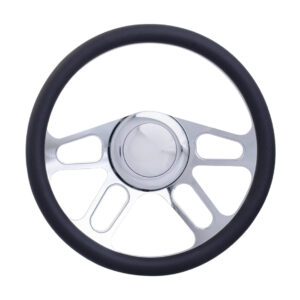 14″ Billet “4-Slot” Style Steering Wheel Kit – Chrome