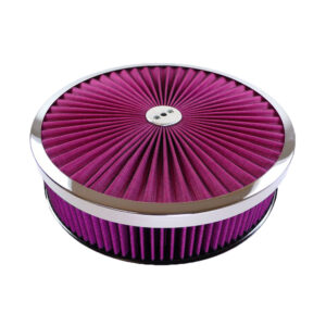 14″ Red W/ Chrome Lip Round Super Flow Air Cleaner Set