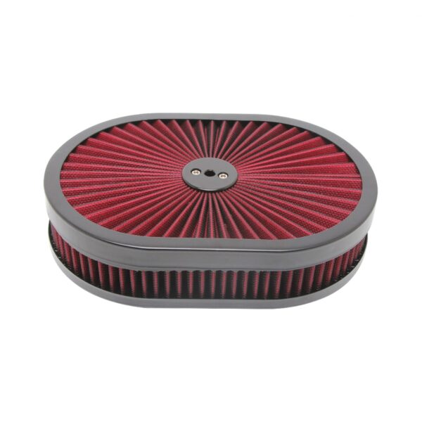 12″ Super Flow Oval Air Cleaner Set – Black/Red - Imagen de 2