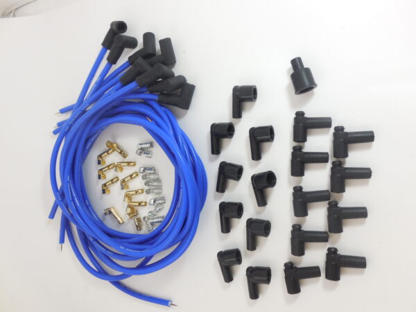 Spark plug wire set blue wire/boots 90 deg