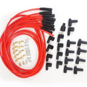 SPARK PLUG WIRE SET RED WIRES/BOOTS 180 DEG 8.5